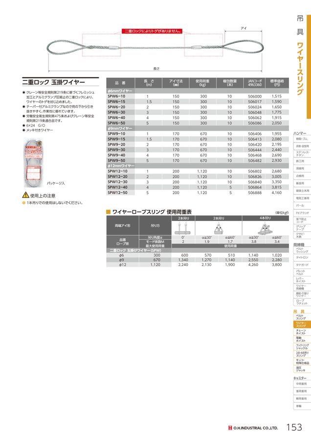 大阪直売 オーエッチ工業 3E 100-7.5 アピックススリング 3E1007.5 - DIY・工具